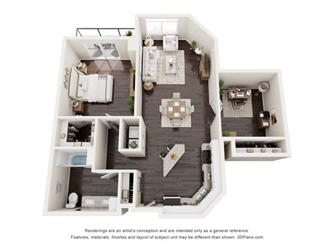 Floor plan for 1 bed, 1 bath, 1026 sqft